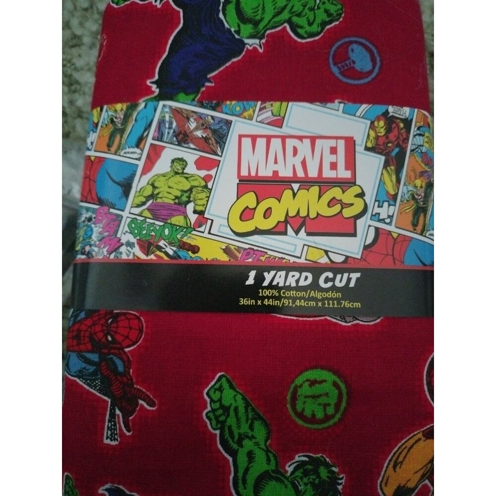 Marvel Comics 1 Yard Precut - HEROES FURY Cherry Print 100% Cotton Quilt Fabric